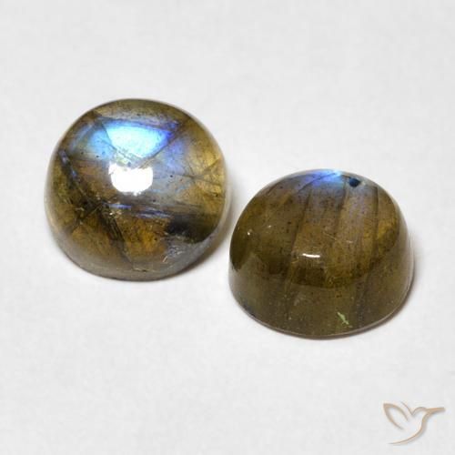Gemas de Labradorita Multicolor natural de 3.24 ct, Redondo, Translúcido