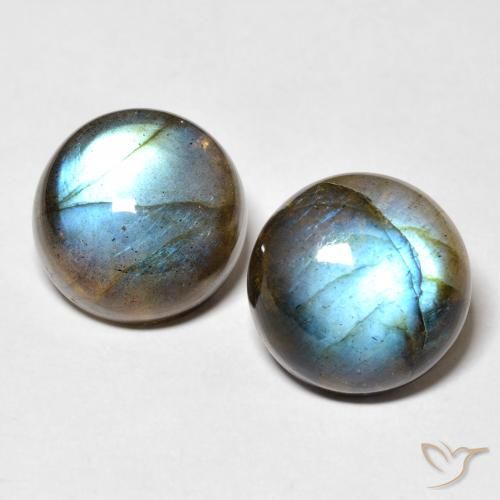 Gemas de labradorita multicolor natural de 18,86 ct, corte redondo, translúcido