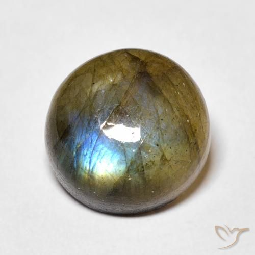 5.91ct Natural Multicolor Labradorita, Redondo, Translúcido