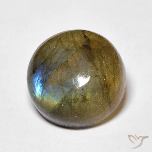 Labradorita Multicolor natural de 5.91 ct, Redondo, Translúcido