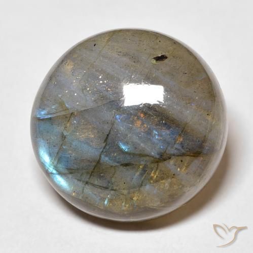 Labradorita Multicolor natural de 19.73 ct, Redondo, Translúcido