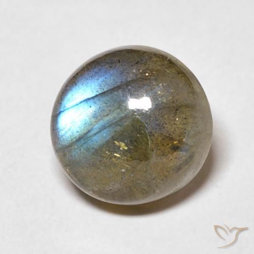 Labradorita Multicolor natural de 5.05 ct, Redondo, Translúcido