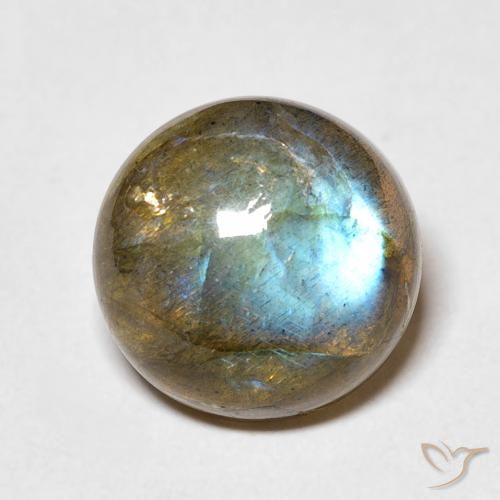 5.86ct Natural Multicolor labradorita, Redondo, Translúcido