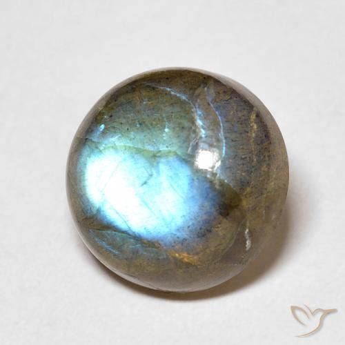 Labradorita Multicolor natural de 5.86 ct, Redondo, Translúcido