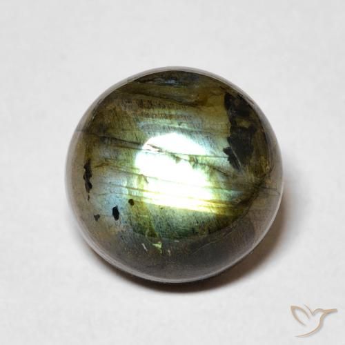 Labradorita Multicolor natural de 4.64 ct, Redondo, Translúcido