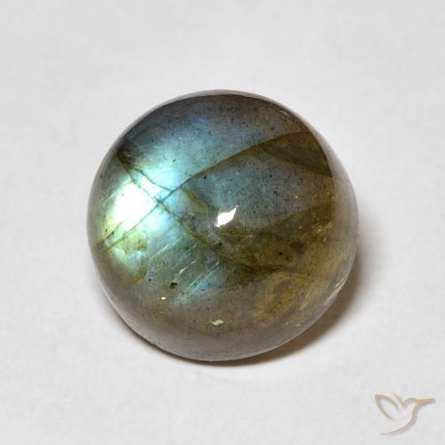 Labradorita Multicolor natural de 5.05 ct, Redondo, Translúcido