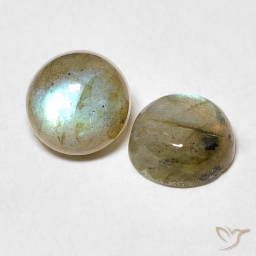Gemas de Labradorita Multicolor natural de 3.42 ct, Redondo, Translúcido