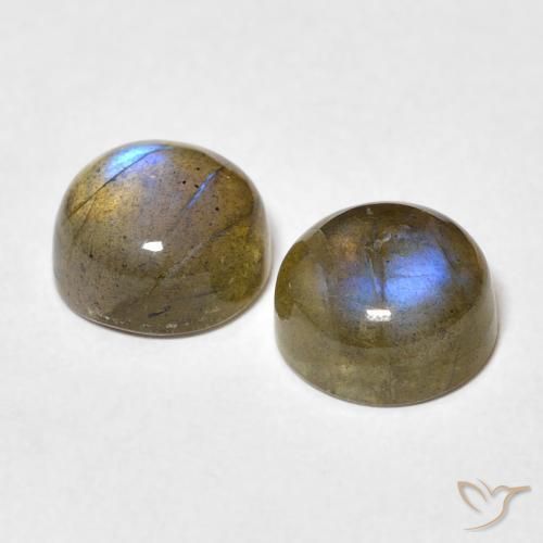 Gemas de Labradorita Multicolor natural de 5.11 ct, Redondo, Translúcido