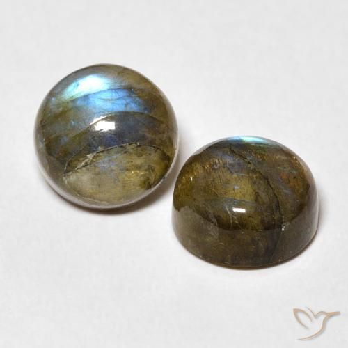 Gemas de Labradorita Multicolor natural de 5.23 ct, Redondo, Translúcido