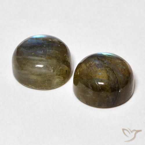 Gemas de Labradorita Multicolor natural de 5.23 ct, Redondo, Translúcido