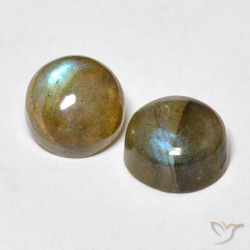 Gemas de Labradorita Multicolor natural de 3.55 ct, Redondo, Translúcido