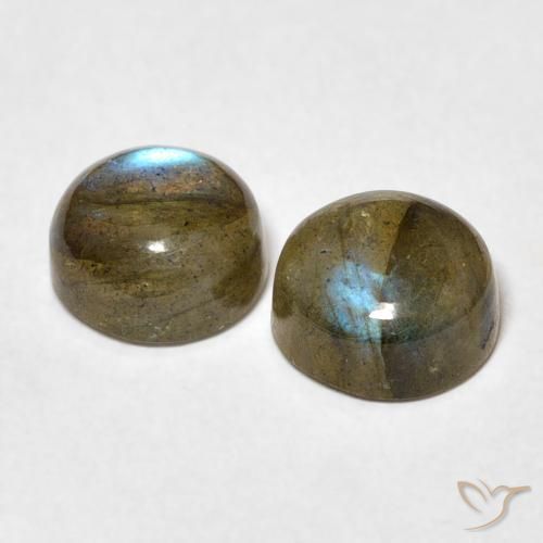 Gemas de Labradorita Multicolor natural de 3.55 ct, Redondo, Translúcido