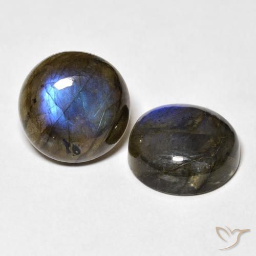 Gemas de Labradorita Multicolor natural de 16.89 ct, Redondo, Translúcido