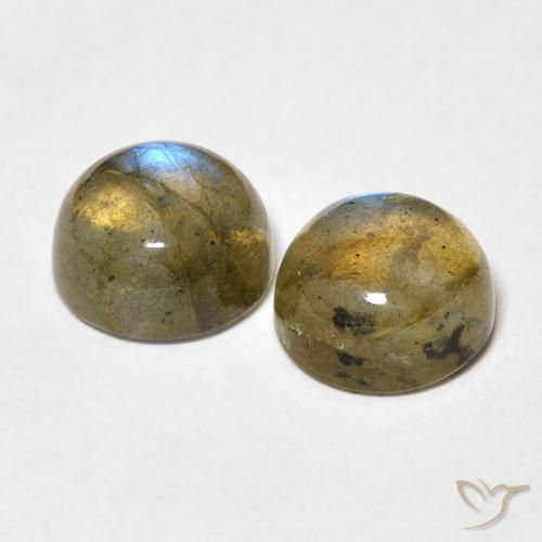Gemas de Labradorita Multicolor natural de 4.97 ct, Redondo, Translúcido