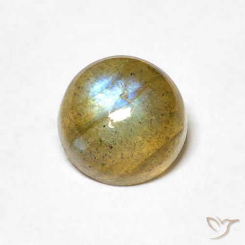 1.09ct Natural Multicolor labradorita, Redondo, Translúcido