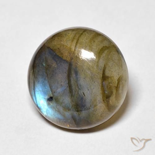 Labradorita Multicolor natural de 7.62 ct, Redondo, Translúcido