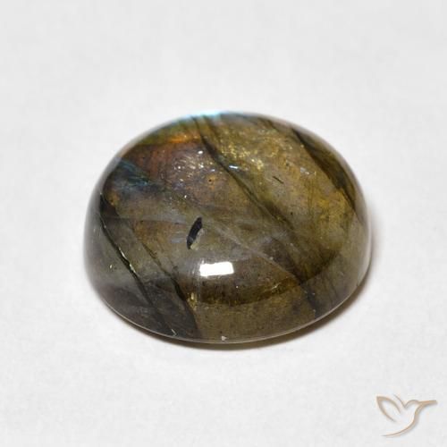 Labradorita Multicolor natural de 7.62 ct, Redondo, Translúcido