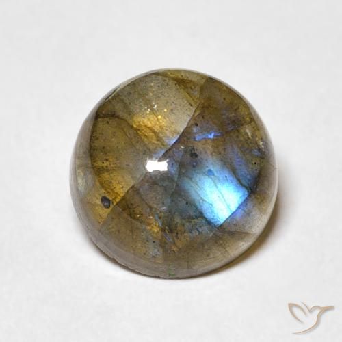 3.48ct Natural Multicolor Labradorita, Redondo, Translúcido