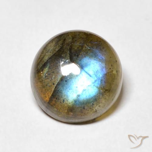 3.58ct Natural Multicolor Labradorita, Redondo, Translúcido