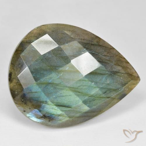 Labradorita Multicolor natural de 49.73 ct, En forma de pera, Opaco