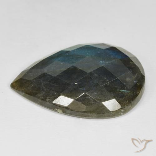 Labradorita Multicolor natural de 49.73 ct, En forma de pera, Opaco