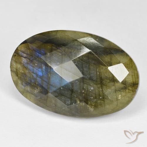 Labradorita Multicolor natural de 31.65 ct, Ovalada, Opaco