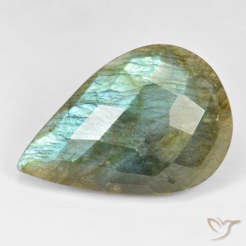 25.05ct Natural Multicolor Labradorita, En forma de pera, Opaco