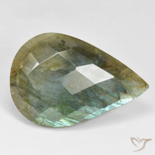 Labradorita Multicolor natural de 25.05 ct, En forma de pera, Opaco