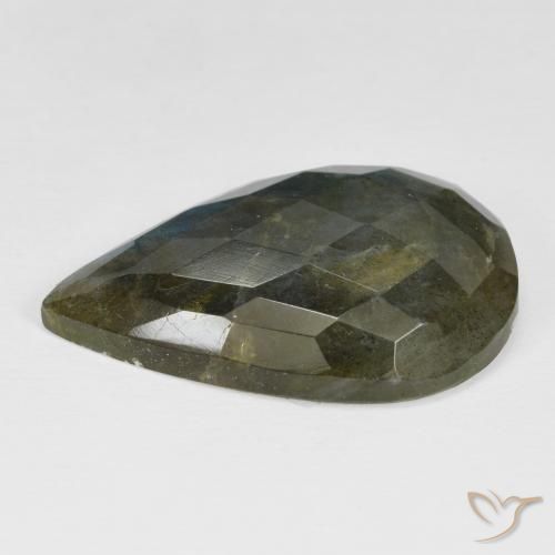Labradorita Multicolor natural de 25.05 ct, En forma de pera, Opaco
