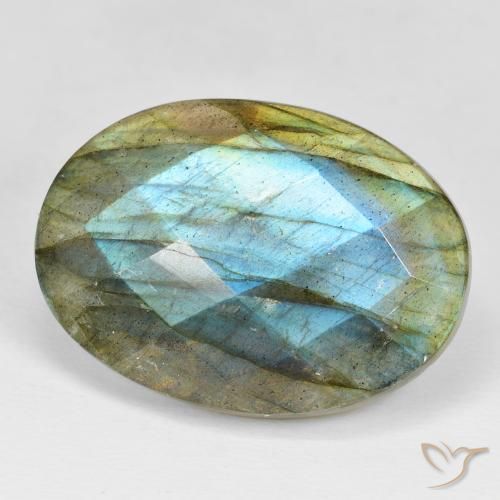 Labradorita Multicolor natural de 35.35 ct, Ovalada, Opaco