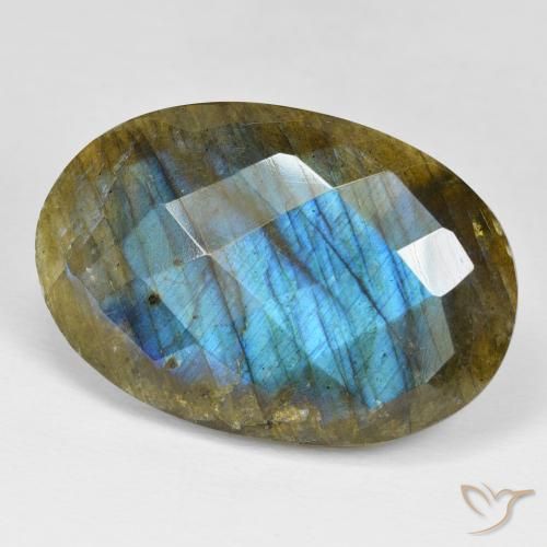 Labradorita Multicolor natural de 39.69 ct, Ovalada, Opaco