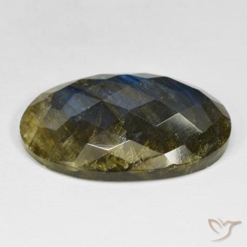 Labradorita Multicolor natural de 39.69 ct, Ovalada, Opaco