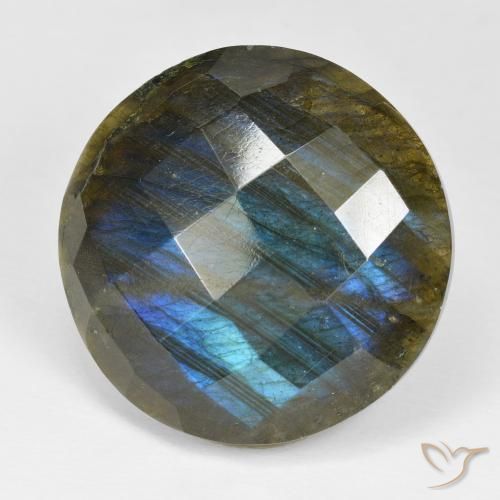 Labradorita Multicolor natural de 40.65 ct, Redondo, Opaco