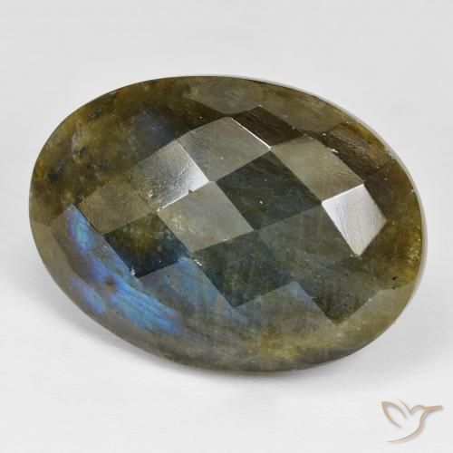 Labradorita Multicolor natural de 45.71 ct, Ovalada, Opaco