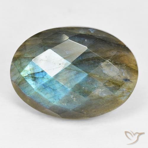 17.59ct Natural Multicolor labradorita, Ovalada, Opaco
