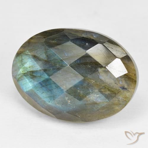 Labradorita Multicolor natural de 17.59 ct, Ovalada, Opaco