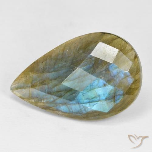 Labradorita Multicolor natural de 17.99 ct, En forma de pera, Opaco