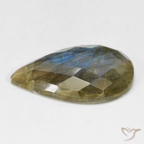 Labradorita Multicolor natural de 17.99 ct, En forma de pera, Opaco