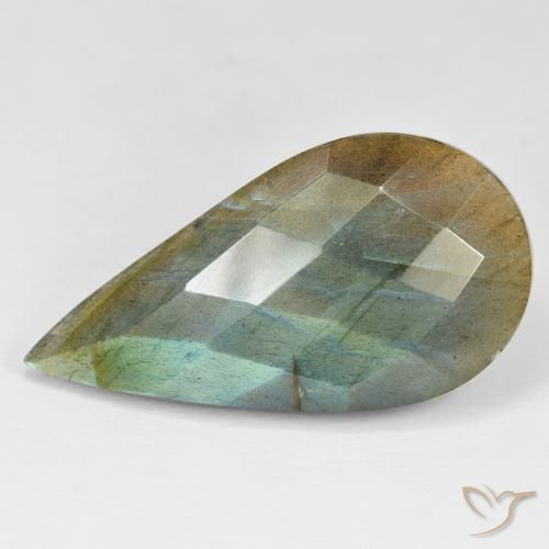 31.85ct Natural Multicolor Labradorita, En forma de pera, Opaco
