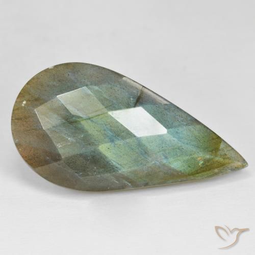 Labradorita Multicolor natural de 31.85 ct, En forma de pera, Opaco