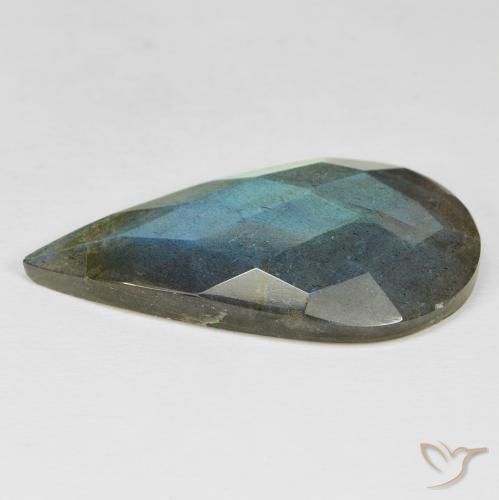 Labradorita Multicolor natural de 31.85 ct, En forma de pera, Opaco