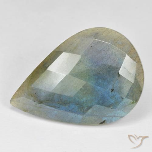 Labradorita Multicolor natural de 28.45 ct, En forma de pera, Opaco