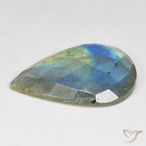 Labradorita Multicolor natural de 28.45 ct, En forma de pera, Opaco