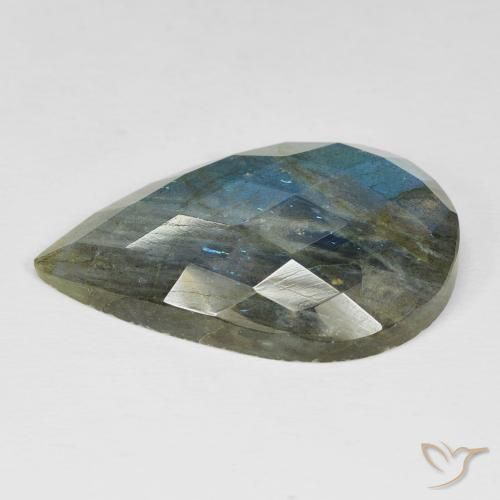 Labradorita Multicolor natural de 31.15 ct, En forma de pera, Opaco