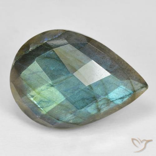 Labradorita Multicolor natural de 24.15 ct, En forma de pera, Opaco