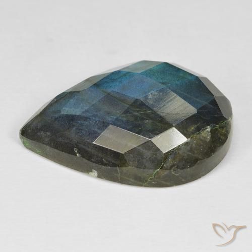 Labradorita Multicolor natural de 24.15 ct, En forma de pera, Opaco
