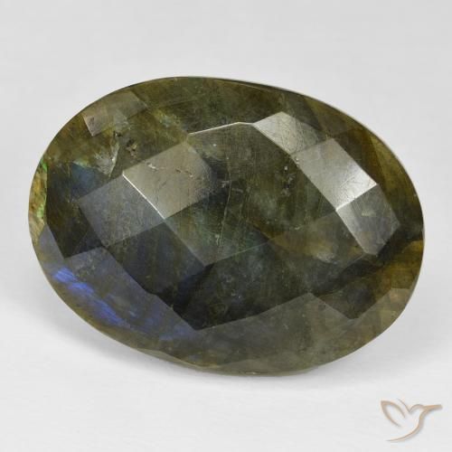 Labradorita Multicolor natural de 28.57 ct, Ovalada, Opaco