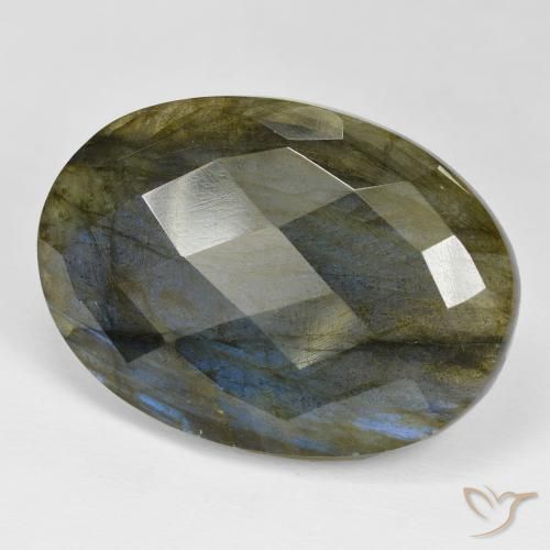 Labradorita Multicolor natural de 39.19 ct, Ovalada, Opaco