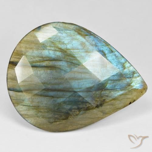 34.55ct Natural Multicolor labradorita, En forma de pera, Opaco