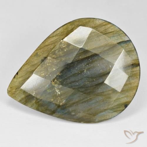 Labradorita Multicolor natural de 34.55 ct, En forma de pera, Opaco